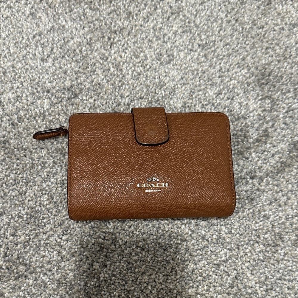 Coach Tan Leather Compact Wallet